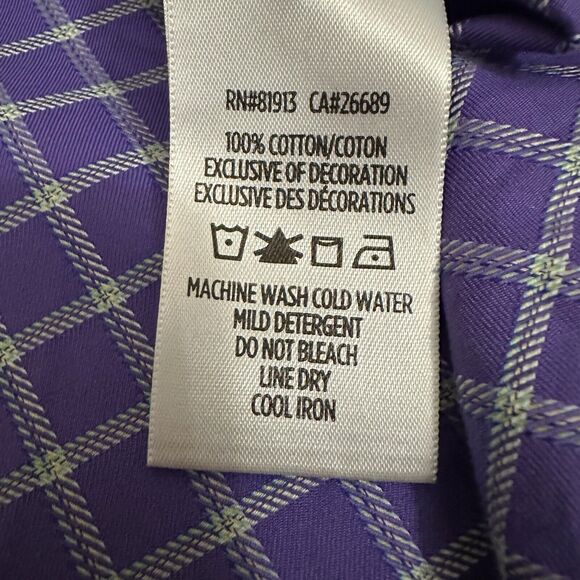 ROBERT GRAHAM Check Shirt Purple Classic Fit Flip Cuff Long Sleeve Cotton - Picture 11 of 13